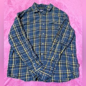 Patagonia Navy and Yellow Plaid Shirt #505